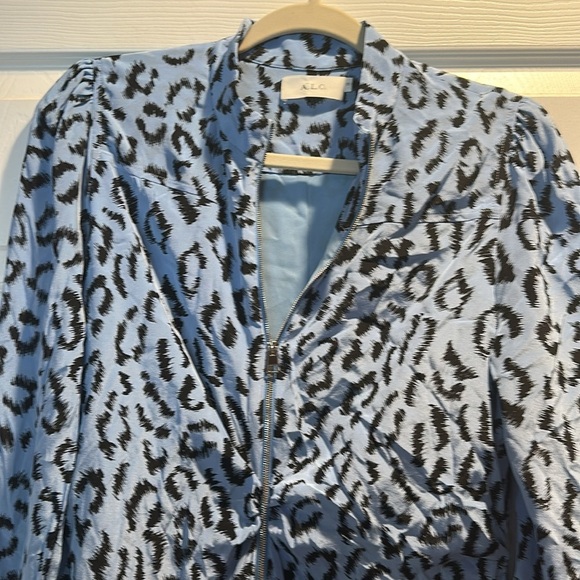 A.L.C. Marcella Blue Leopard Print Silk Mini Dress 10 ALC - Picture 4 of 7
